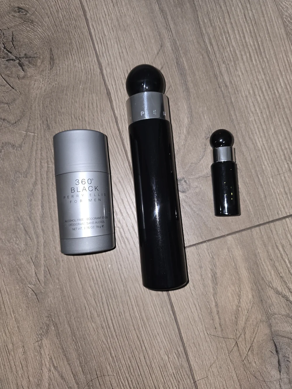 Perry Ellis 360° Black Women Fragrance Trio in Black and Silver